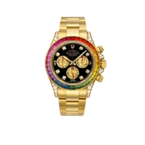 Rolex Daytona 116598RBOW ‘Rainbow’ Yellow Gold Black Diamond Dial Sapphire Bezel